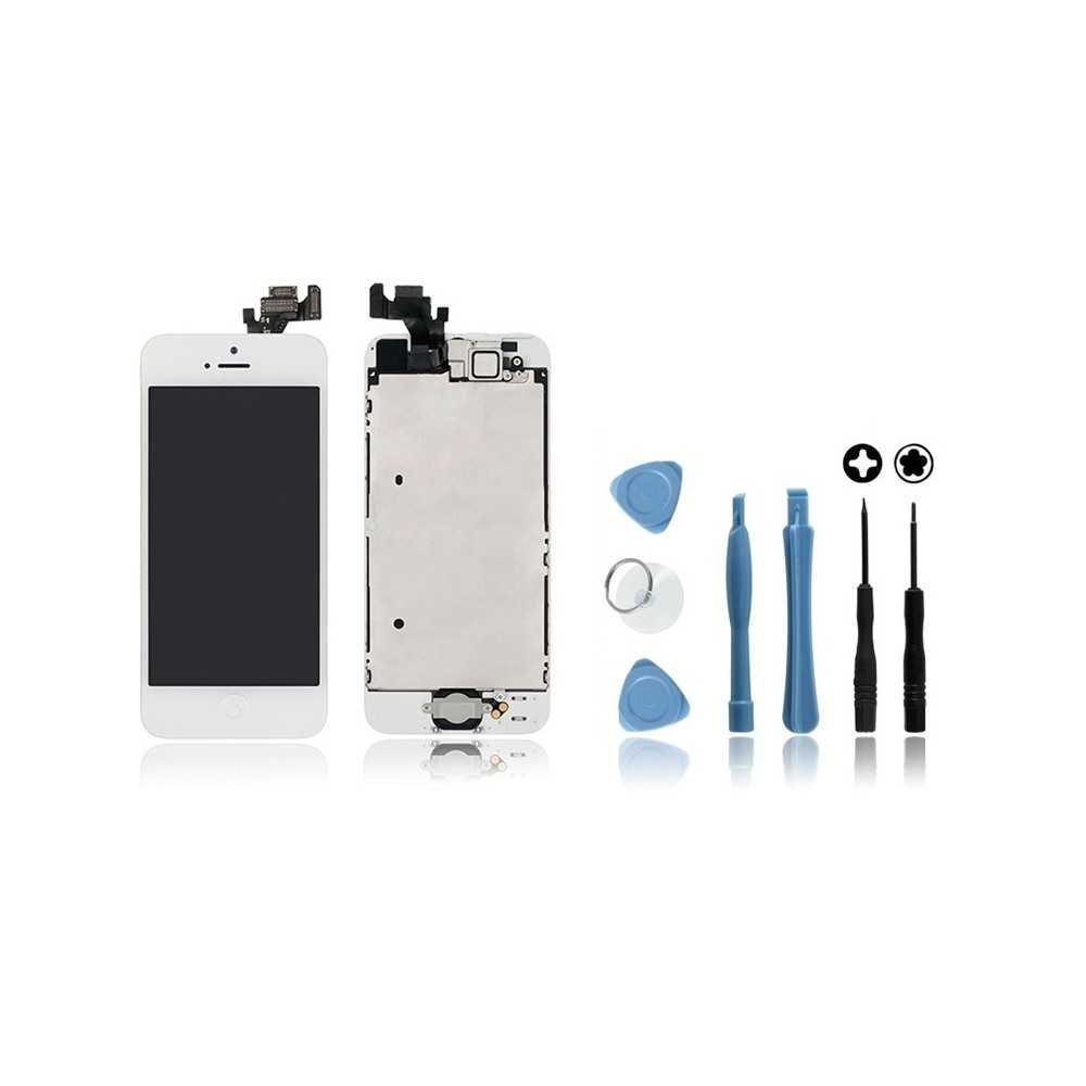 Kit Ecran Original iPhone 5 Blanc complet : Vitre Tactile + Ecran LCD +  Elements + Outils